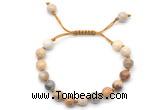 CGB8662 8mm,10mm round fossil coral adjustable macrame bracelets