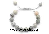 CGB8690 8mm,10mm round greeting pine jasper adjustable macrame bracelets