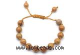 CGB8692 8mm,10mm round wooden jasper adjustable macrame bracelets