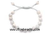 CGB8698 8mm,10mm round white crazy lace agate adjustable macrame bracelets