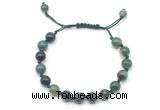 CGB8700 8mm,10mm round moss agate adjustable macrame bracelets