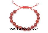 CGB8702 8mm,10mm round red agate adjustable macrame bracelets
