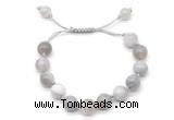 CGB8707 8mm,10mm round grey banded agate adjustable macrame bracelets