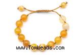 CGB8709 8mm,10mm round yellow banded agate adjustable macrame bracelets