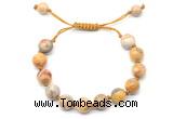 CGB8717 8mm,10mm round yellow crazy lace agate adjustable macrame bracelets