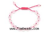 CGB8742 8mm,10mm round grade A rose quartz adjustable macrame bracelets