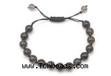 CGB8745 8mm,10mm round smoky quartz adjustable macrame bracelets