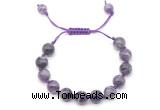 CGB8760 8mm,10mm round dogtooth amethyst adjustable macrame bracelets