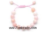 CGB8765 8mm,10mm round pink opal adjustable macrame bracelets