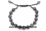 CGB8773 8mm,10mm round black labradorite adjustable macrame bracelets