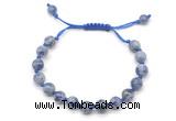 CGB8778 8mm,10mm round blue spot stone adjustable macrame bracelets