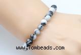 CGB8844 8mm, 10mm black & white jasper & drum hematite power beads bracelets
