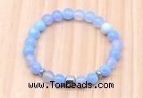 CGB8861 8mm, 10mm blue agate, drum & rondelle hematite beaded bracelets