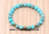 CGB8872 8mm, 10mm blue sea sediment jasper, drum & rondelle hematite beaded bracelets