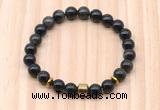 CGB8881 8mm, 10mm golden obsidian, drum & rondelle hematite beaded bracelets