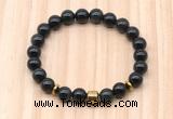 CGB8882 8mm, 10mm black obsidian, drum & rondelle hematite beaded bracelets