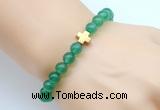 CGB8892 8mm, 10mm green agate & cross hematite power beads bracelets