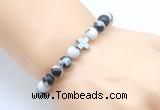 CGB8904 8mm, 10mm black & white jasper & cross hematite power beads bracelets