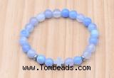 CGB8921 8mm, 10mm blue agate, cross & rondelle hematite beaded bracelets