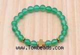 CGB8922 8mm, 10mm green agate, cross & rondelle hematite beaded bracelets