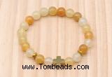 CGB8925 8mm, 10mm yellow aventurine, cross & rondelle hematite beaded bracelets