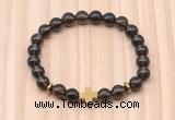 CGB8943 8mm, 10mm smoky quartz, cross & rondelle hematite beaded bracelets