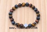 CGB8948 8mm, 10mm colorful tiger eye, cross & rondelle hematite beaded bracelets