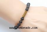 CGB8973 8mm, 10mm smoky quartz & rondelle hematite beaded bracelets