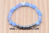 CGB8981 8mm, 10mm blue agate & drum hematite beaded bracelets