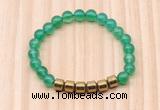 CGB8982 8mm, 10mm green agate & drum hematite beaded bracelets