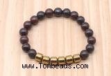 CGB8988 8mm, 10mm brecciated jasper & drum hematite beaded bracelets