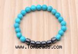 CGB9006 8mm, 10mm turquoise & drum hematite beaded bracelets