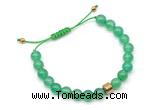 CGB9022 8mm, 10mm green agate & drum hematite adjustable bracelets