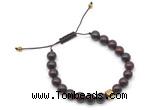 CGB9028 8mm, 10mm brecciated jasper & drum hematite adjustable bracelets