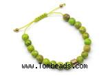 CGB9033 8mm, 10mm green sea sediment jasper & drum hematite adjustable bracelets