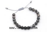 CGB9038 8mm, 10mm grey opal & drum hematite adjustable bracelets