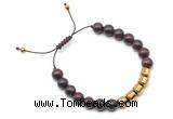 CGB9068 8mm, 10mm brecciated jasper & drum hematite adjustable bracelets