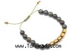 CGB9071 8mm, 10mm dragon blood jasper & drum hematite adjustable bracelets