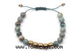 CGB9077 8mm, 10mm African turquoise & drum hematite adjustable bracelets