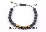 CGB9081 8mm, 10mm golden obsidian & drum hematite adjustable bracelets