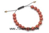 CGB9107 8mm, 10mm red jasper & rondelle hematite adjustable bracelets