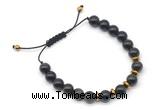 CGB9122 8mm, 10mm golden obsidian & rondelle hematite adjustable bracelets