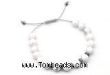 CGB9130 8mm, 10mm white howlite & rondelle hematite adjustable bracelets