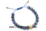 CGB9165 8mm, 10mm sodalite & cross hematite adjustable bracelets