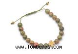 CGB9167 8mm, 10mm unakite & cross hematite adjustable bracelets