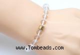 CGB9285 8mm, 10mm white crystal & drum hematite power beads bracelets