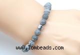 CGB9332 8mm, 10mm matte grey picture jasper & drum hematite power beads bracelets