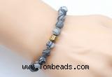 CGB9333 8mm, 10mm matte black water jasper & drum hematite power beads bracelets