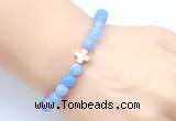 CGB9371 8mm, 10mm blue banded agate & cross hematite power beads bracelets