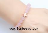 CGB9417 8mm, 10mm matte rose quartz & cross hematite power beads bracelets